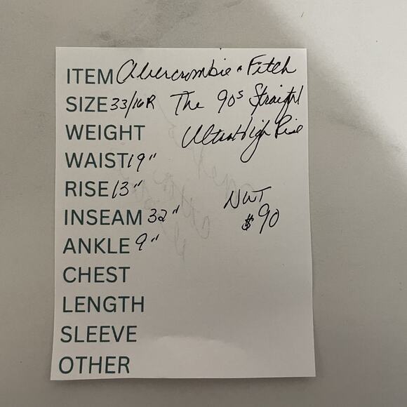 Abercrombie & Fitch The 90s Straight Women 16R Dark Blue Ultra High Rise NEW - Picture 10 of 10